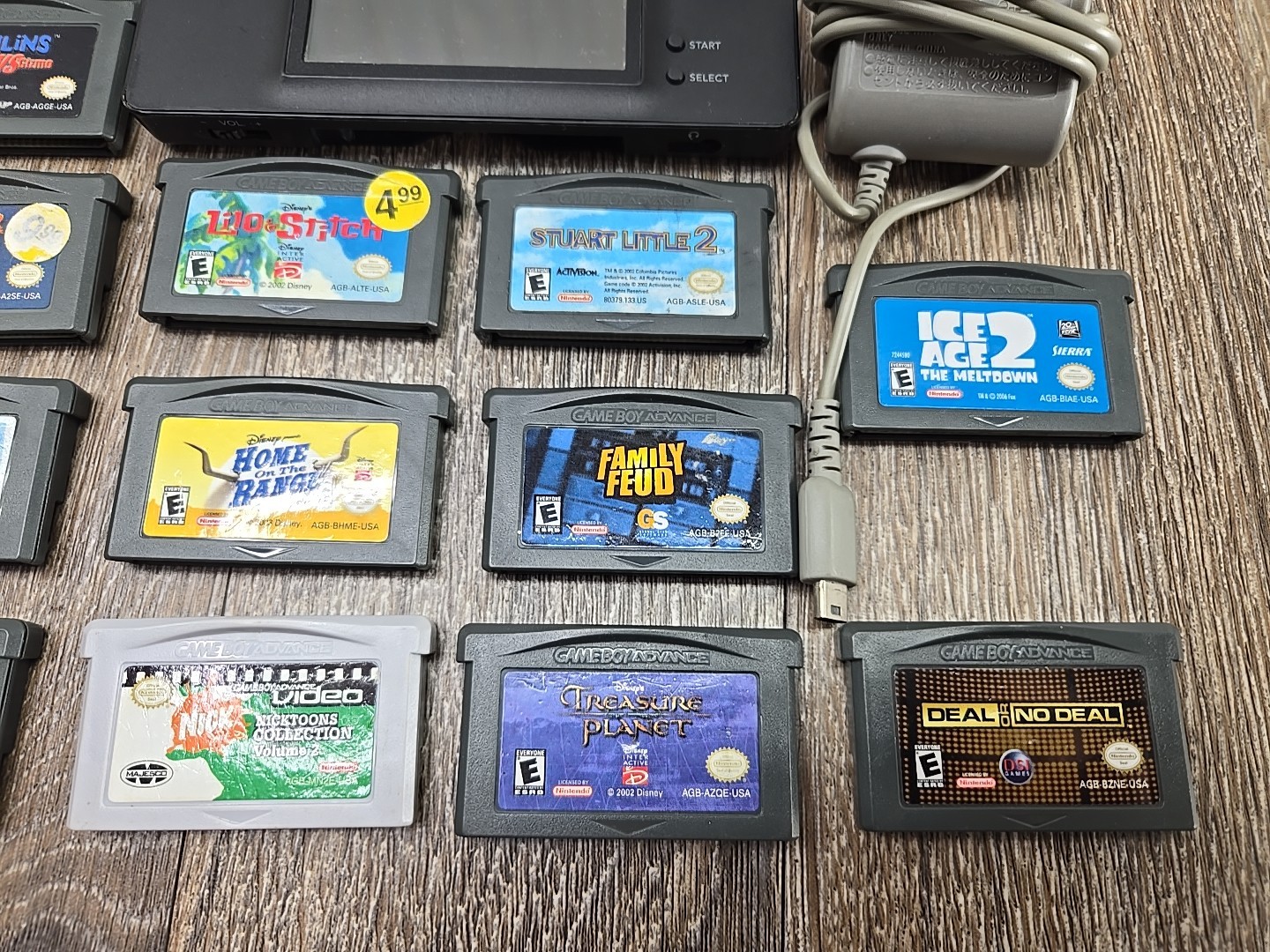 Nintendo DS Lite Console + 13 GBA Games Charger Cobalt/Black -Reset – NO Stylus