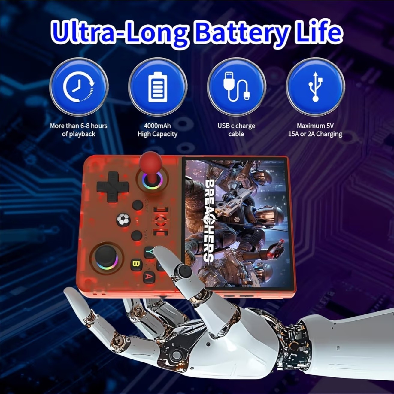 R36MAX 2 Retro Handheld Game Console, 4.5 Inch IPS HD Screen Inch, White