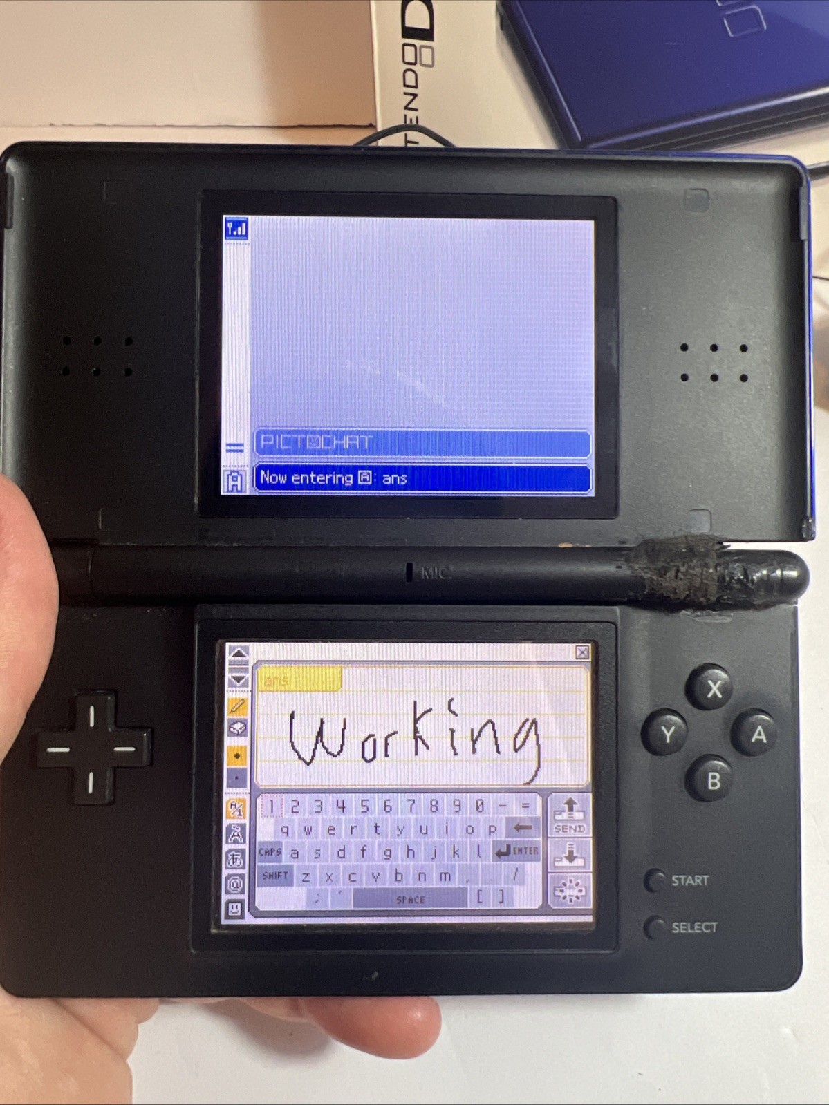 Nintendo DS Lite Cobalt Blue & Black System W/ Charger + Stylus + Box