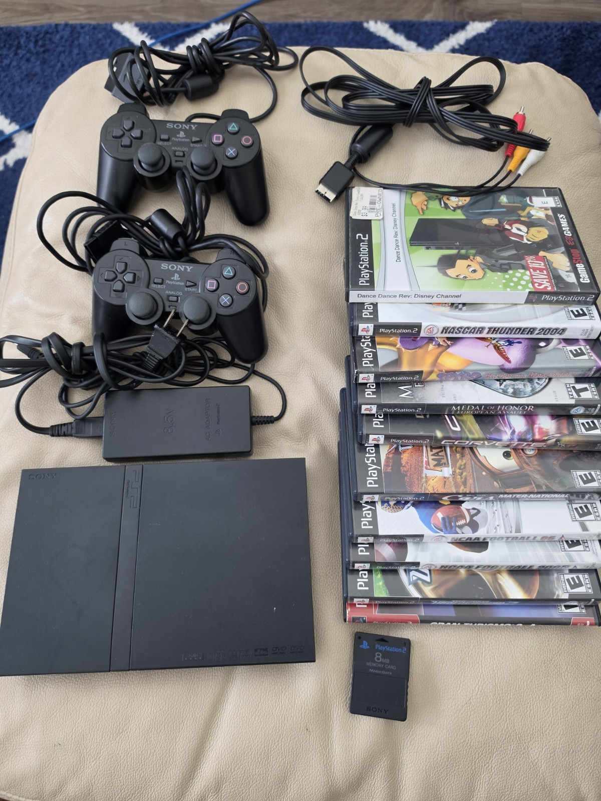 Sony PlayStation 2 PS2 Slim Console Bundle SCPH-70012 w/ 10 Games WORKING GREAT!