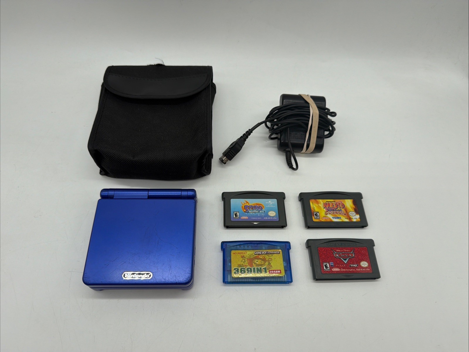 Nintendo Game Boy Advance SP Cobalt Blue Handheld Console AGS-001 4Games&charger
