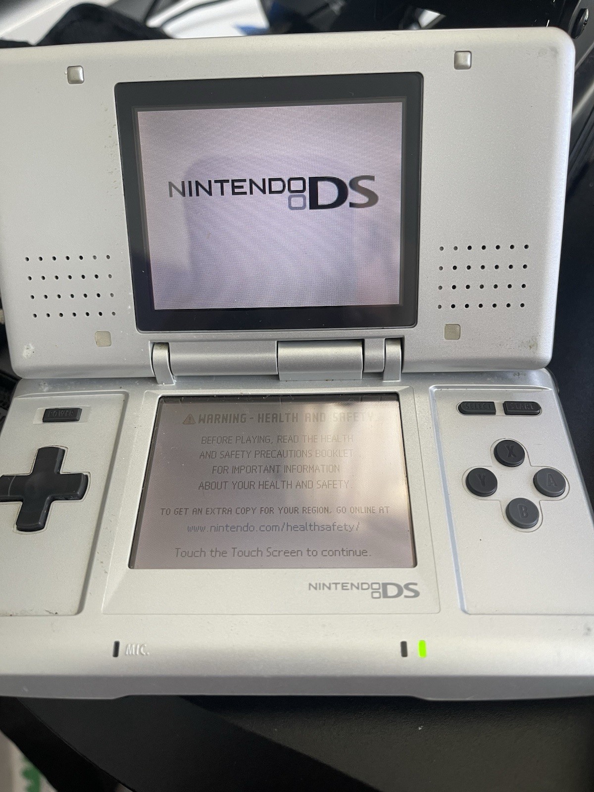 Nintendo DS Console Silver Bundle Charger Case + Game Bundle Tested Works!