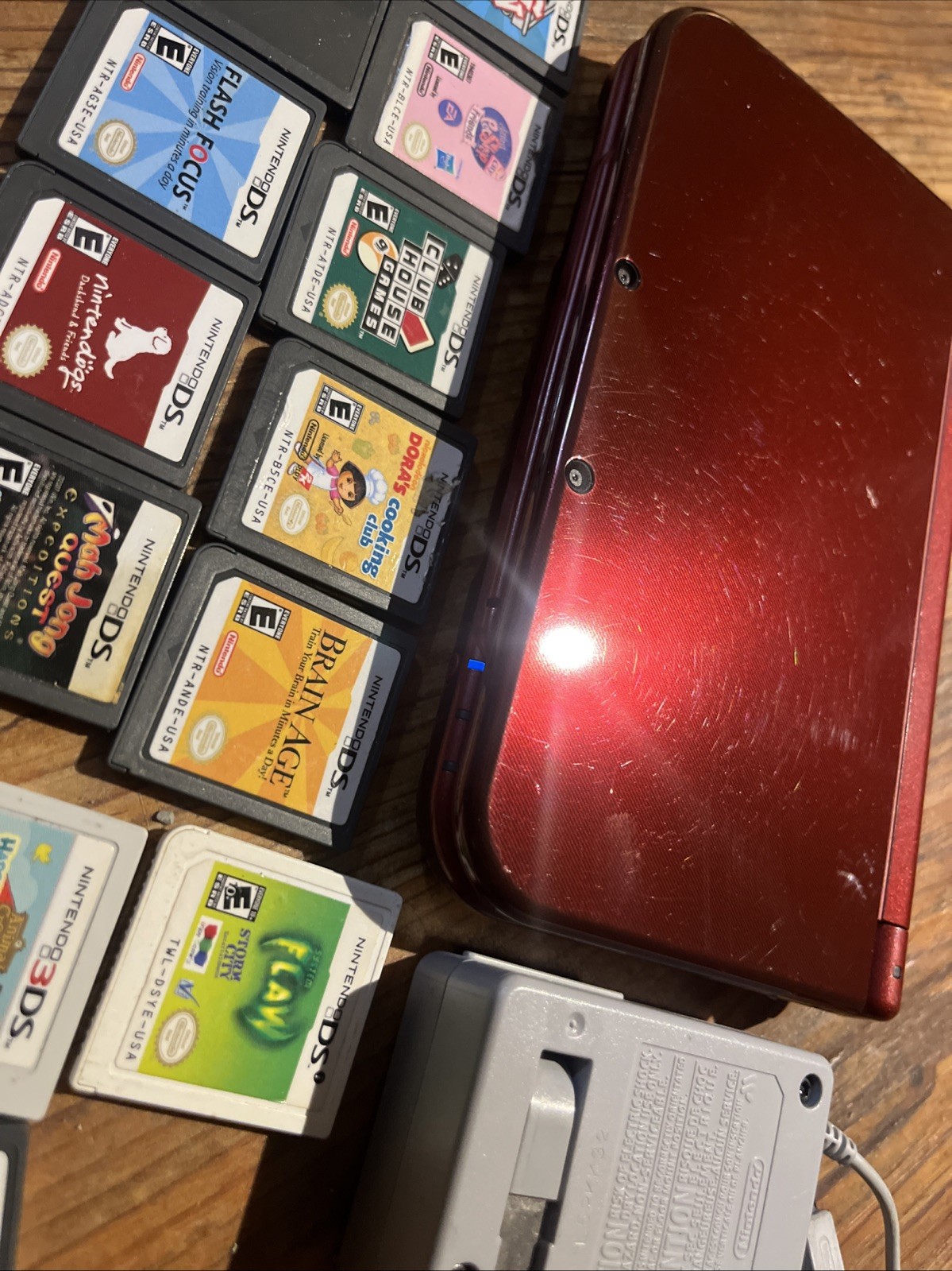 Nintendo New 3DS XL Red Console USA w/Charger + Stylus + Games ** READ ** Dead P