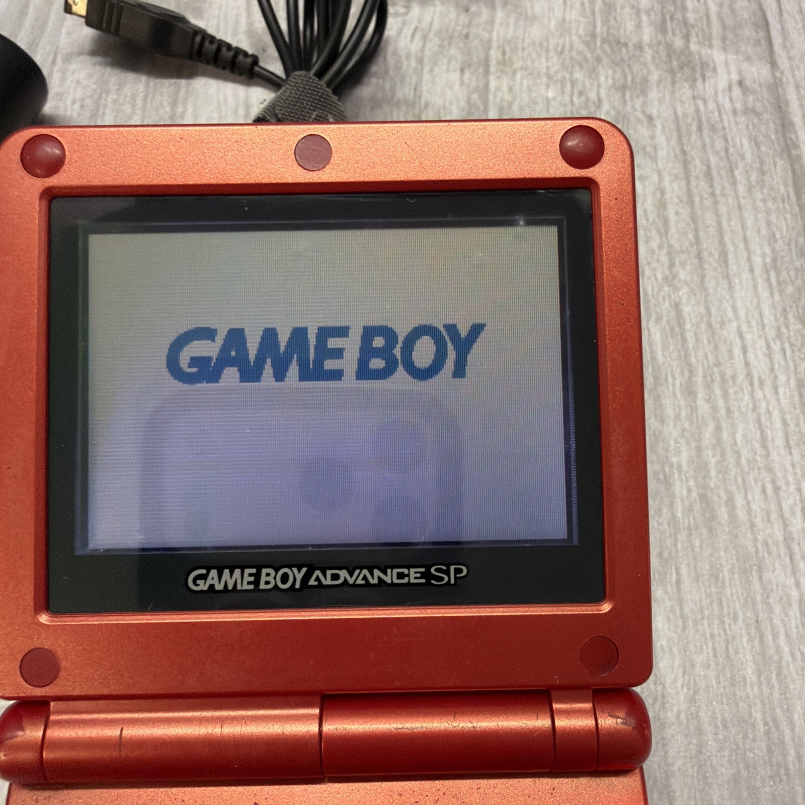 Nintendo Gameboy Advance SP Handheld Flame Red And GT Championship Racing Game