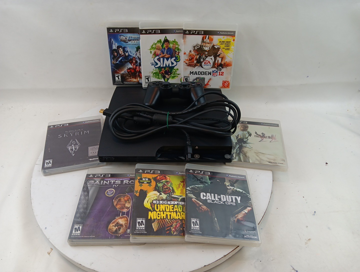 Sony PS3 Slim 250GB Console Bundle W/ Wireless Controller & 8 Games Tested Works
