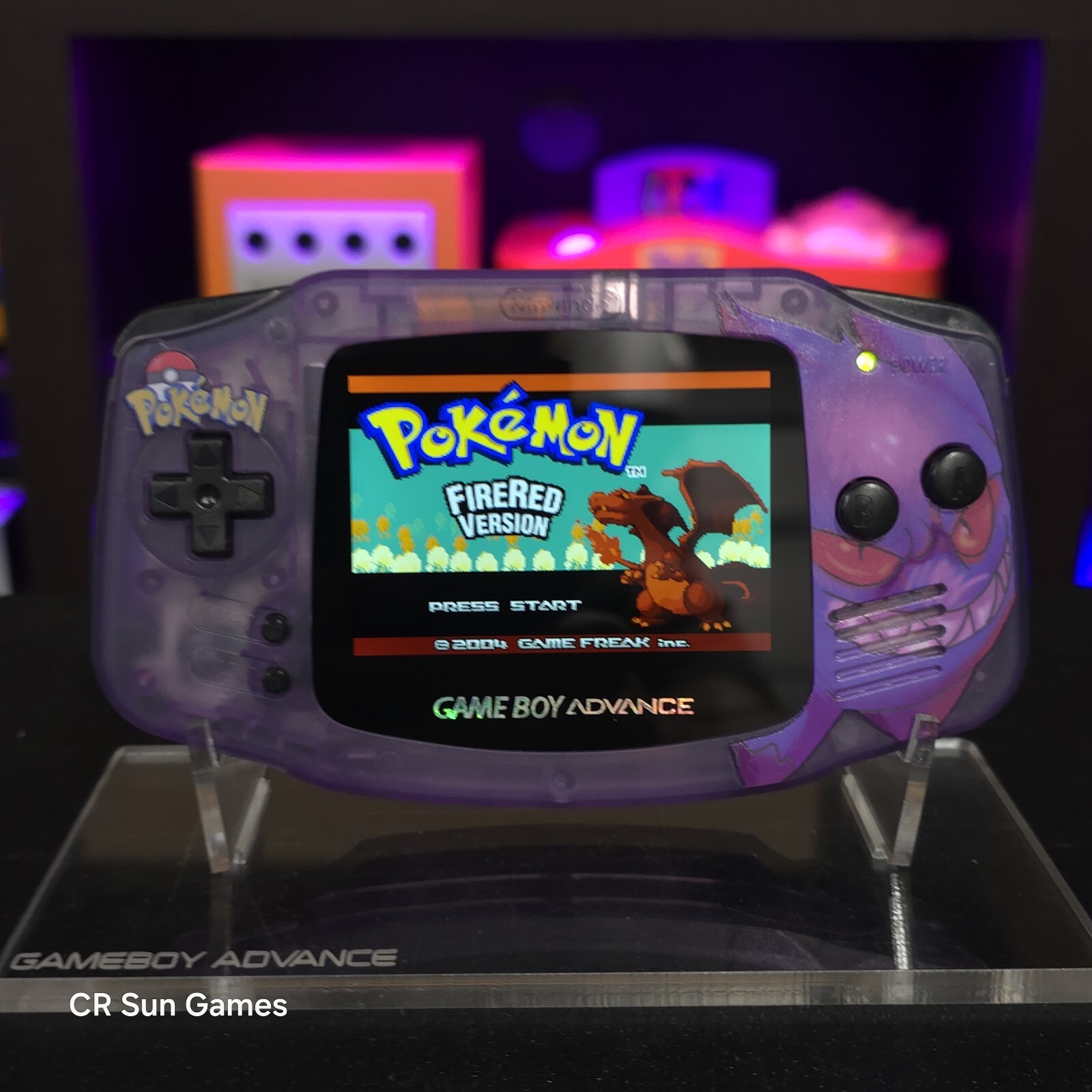 Gengar Purple Game Boy Advance GBA Console with iPS V5 Backlight Backlit LCD MOD