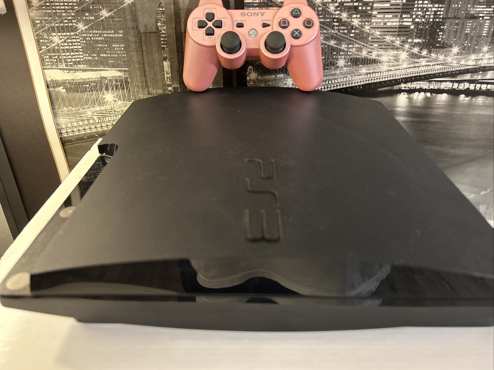 PS3 console W/ Cords & Sony Pink dualshock controller OE PlayStation 3 *TESTED*