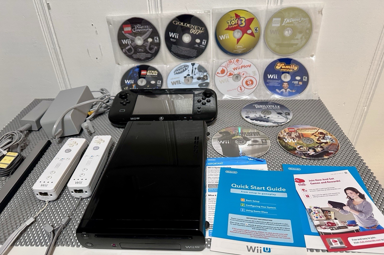 Wii U Bundle – w/ 19 wii Games ,2 Controllers Wii + more! All Test.