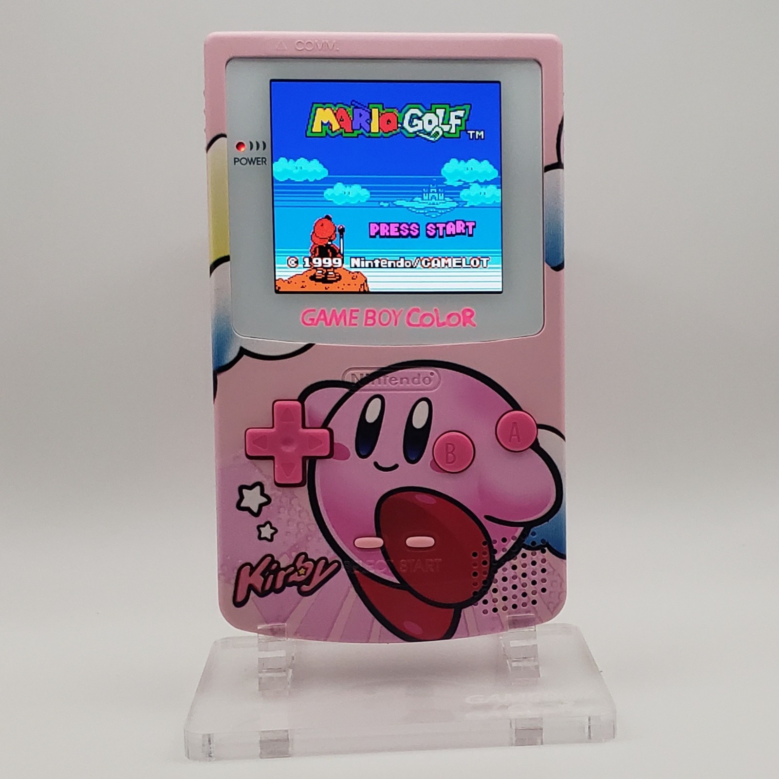 Laminated OLED Screen – Kirby Game Boy Color w/ Case – New Speaker, Recapped