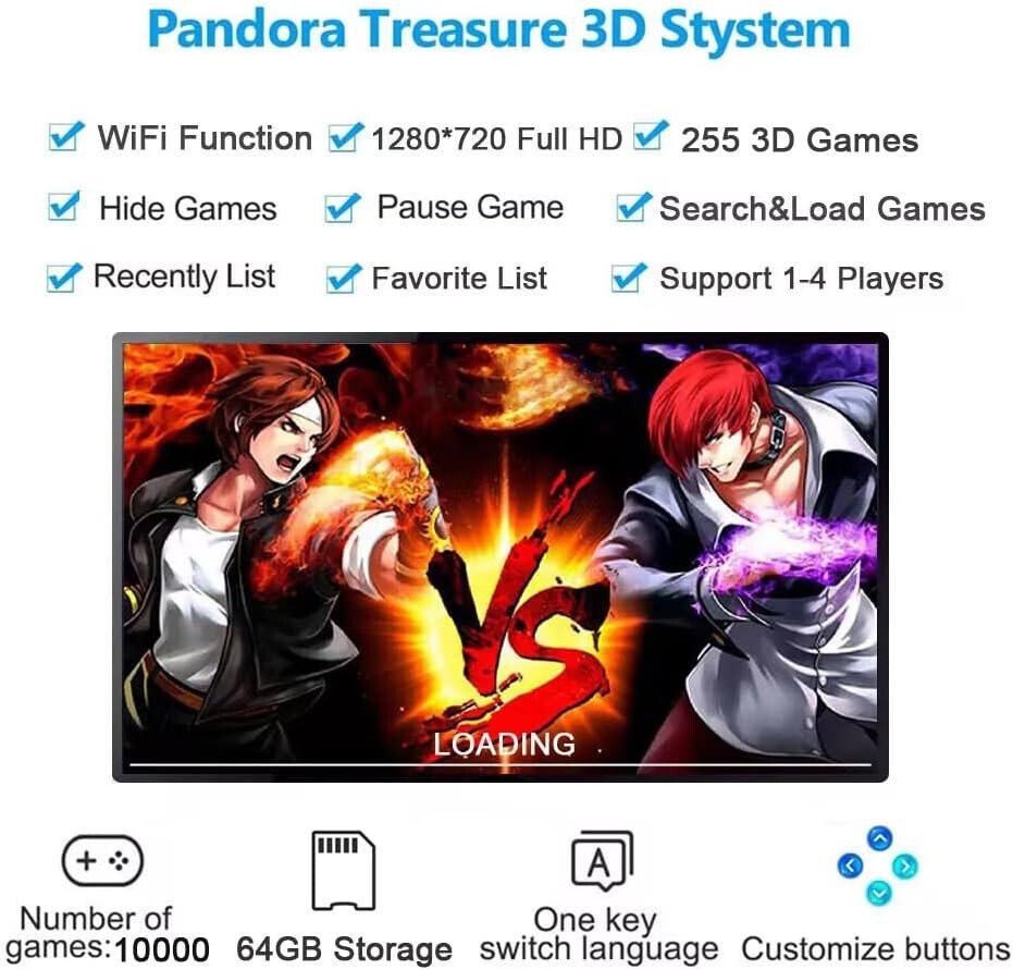 Pandora Box 18S Pro Arcade Games Console 10000 in 1 HD Video Games Machine NEW V