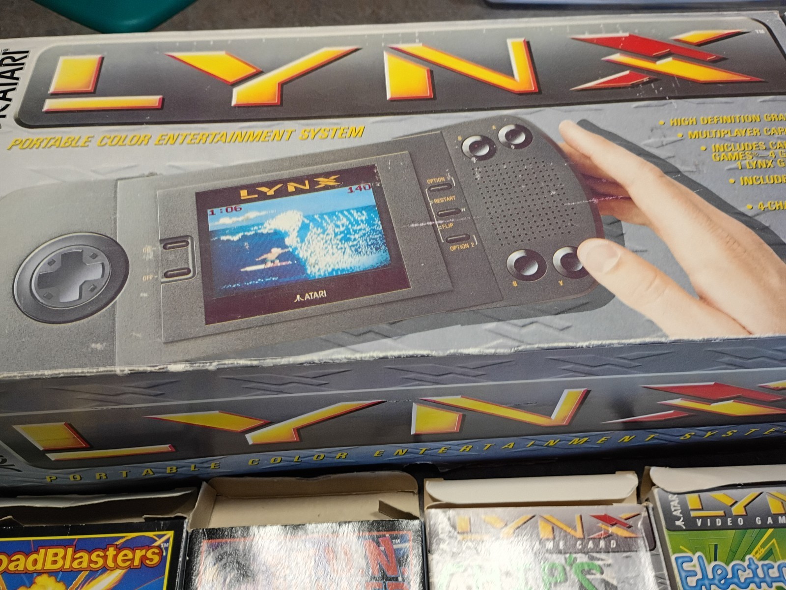 Atari LYNX Portable gaming video system + games in box parts repair