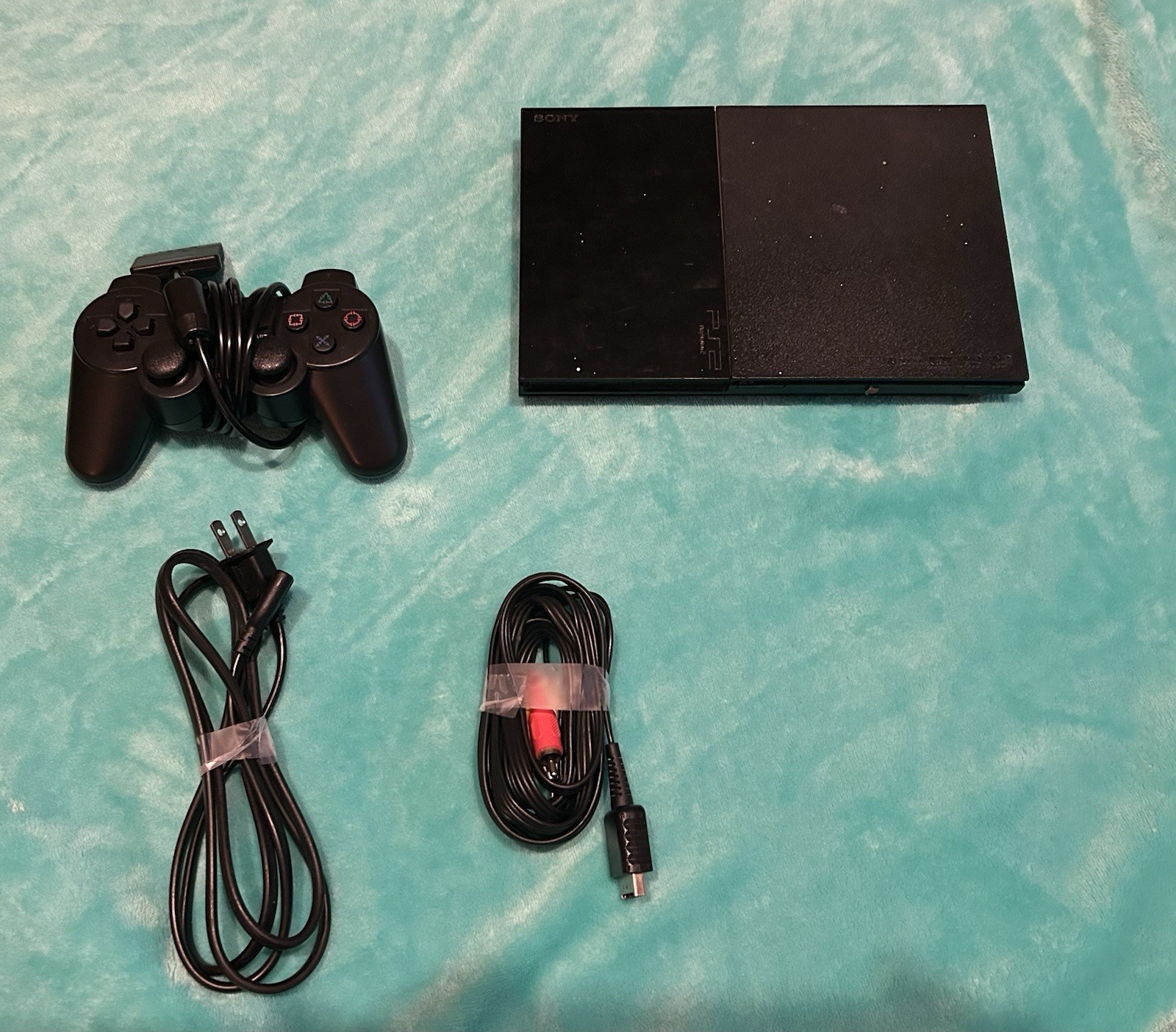 PlayStation 2 Slim Black Console Bundle w/ Controller Cables