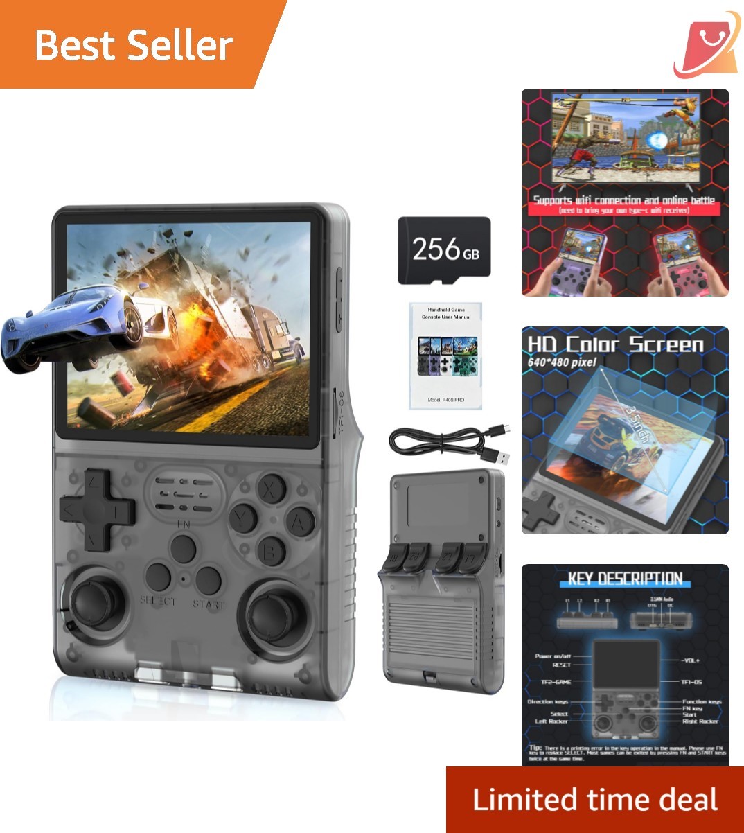 Portable Handheld Game Console 3.5 Inch IPS Screen 256GB Retro Arcade