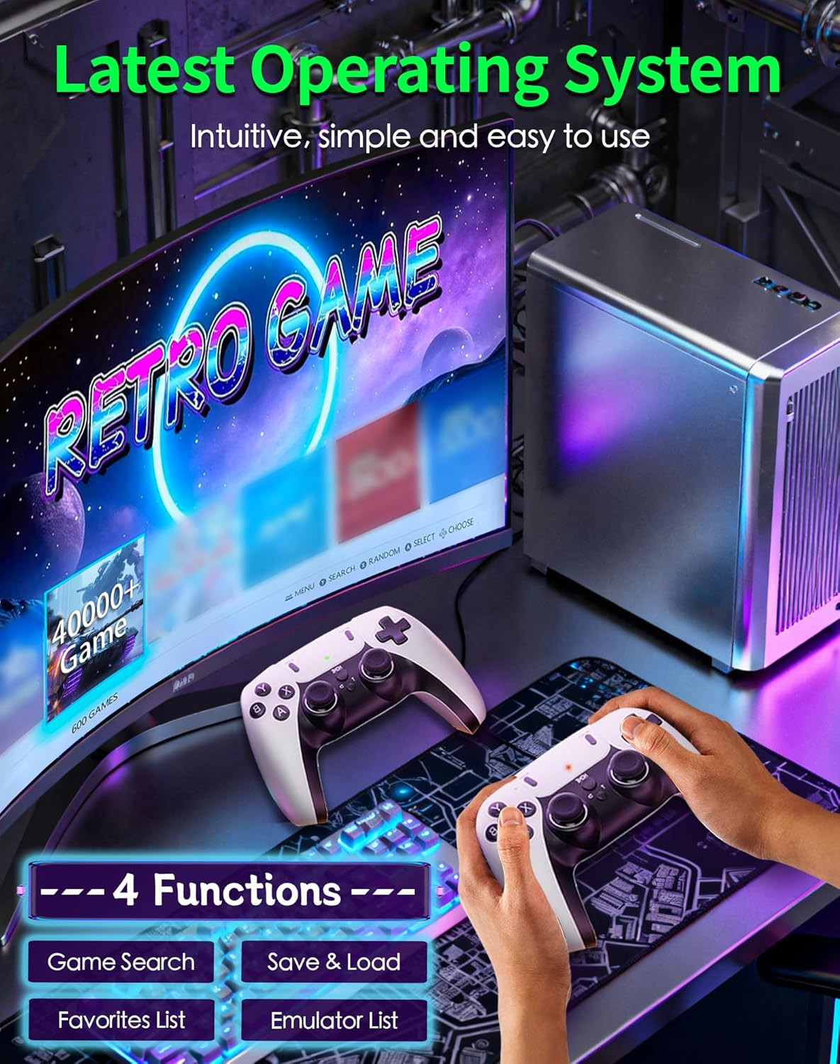2026 Upgraded Retro Gaming Console Stick, Video Games Stick Built-In 23 Emulator