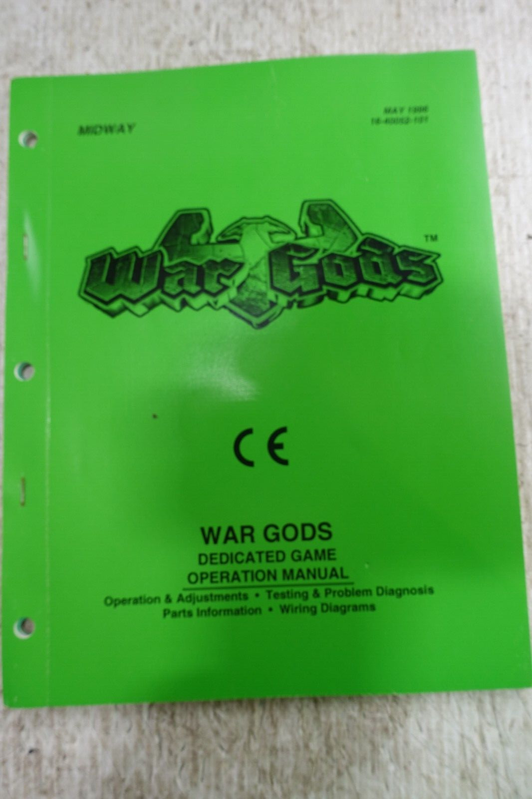 Midway War Gods Arcade factory manual