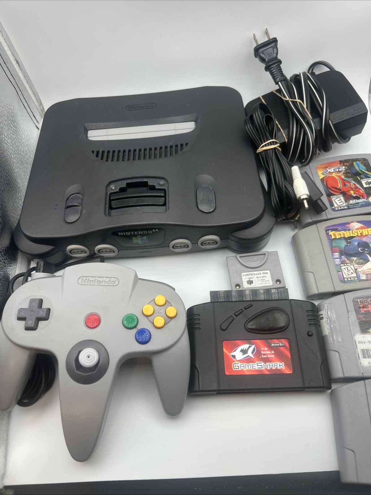 Nintendo 64 N64 Black Console Bundle With 1 Controller 4 Games Tested Working