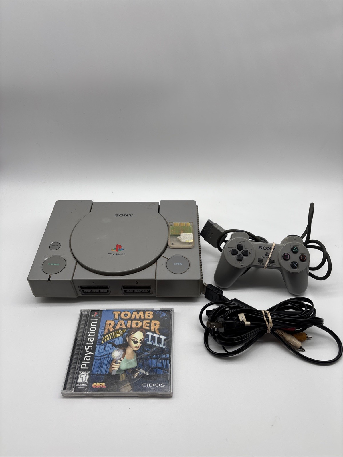 Sony PlayStation 1 Console – (SCPH-9001) W/ Tomb Raider 3 & Memory Card WORKS
