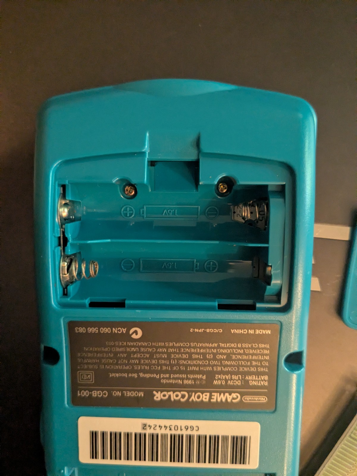 Nintendo Game Boy Color Teal Blue Launch Console Near Mint CGB-001