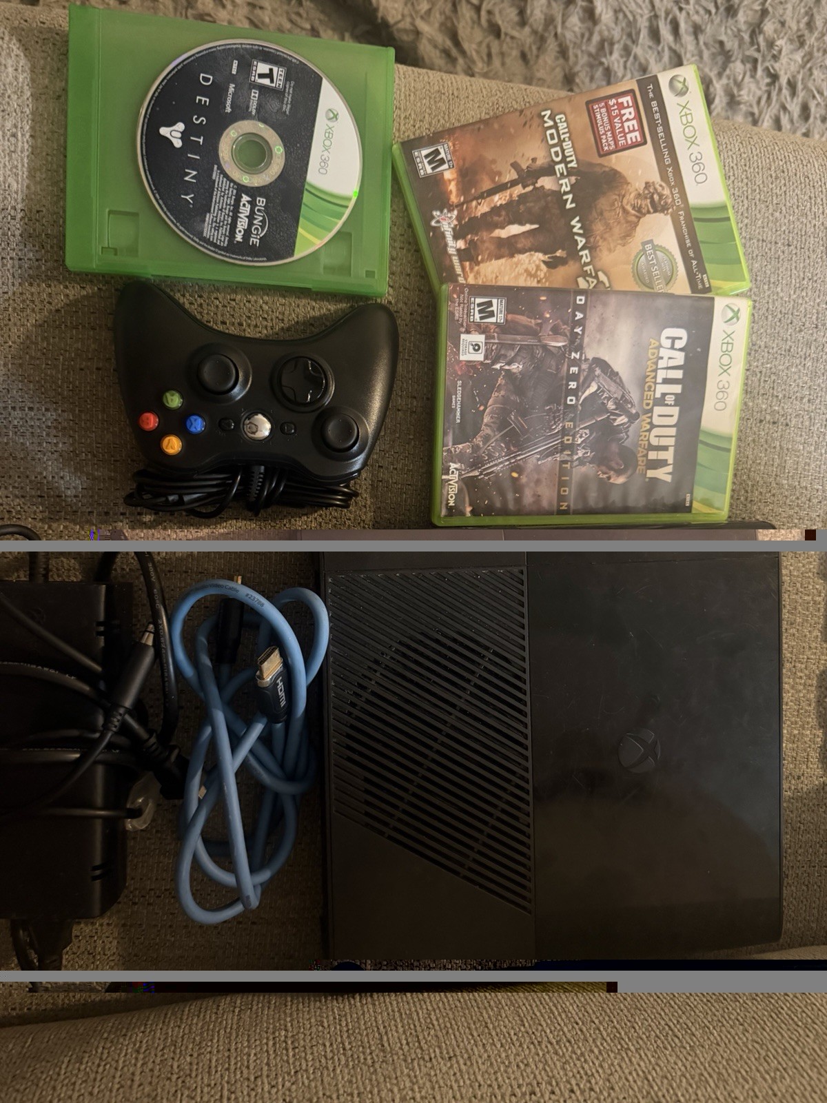Xbox 360 E Console, System Tested & Working NO HARDDRIVE + 1 Controller + Games