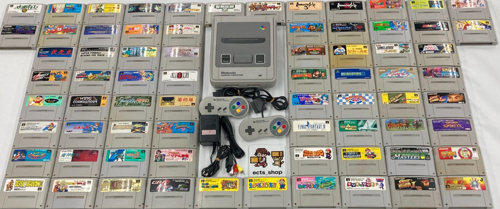 Nintendo super famicom gray console + Lot Of 50 video games Random Operation OK