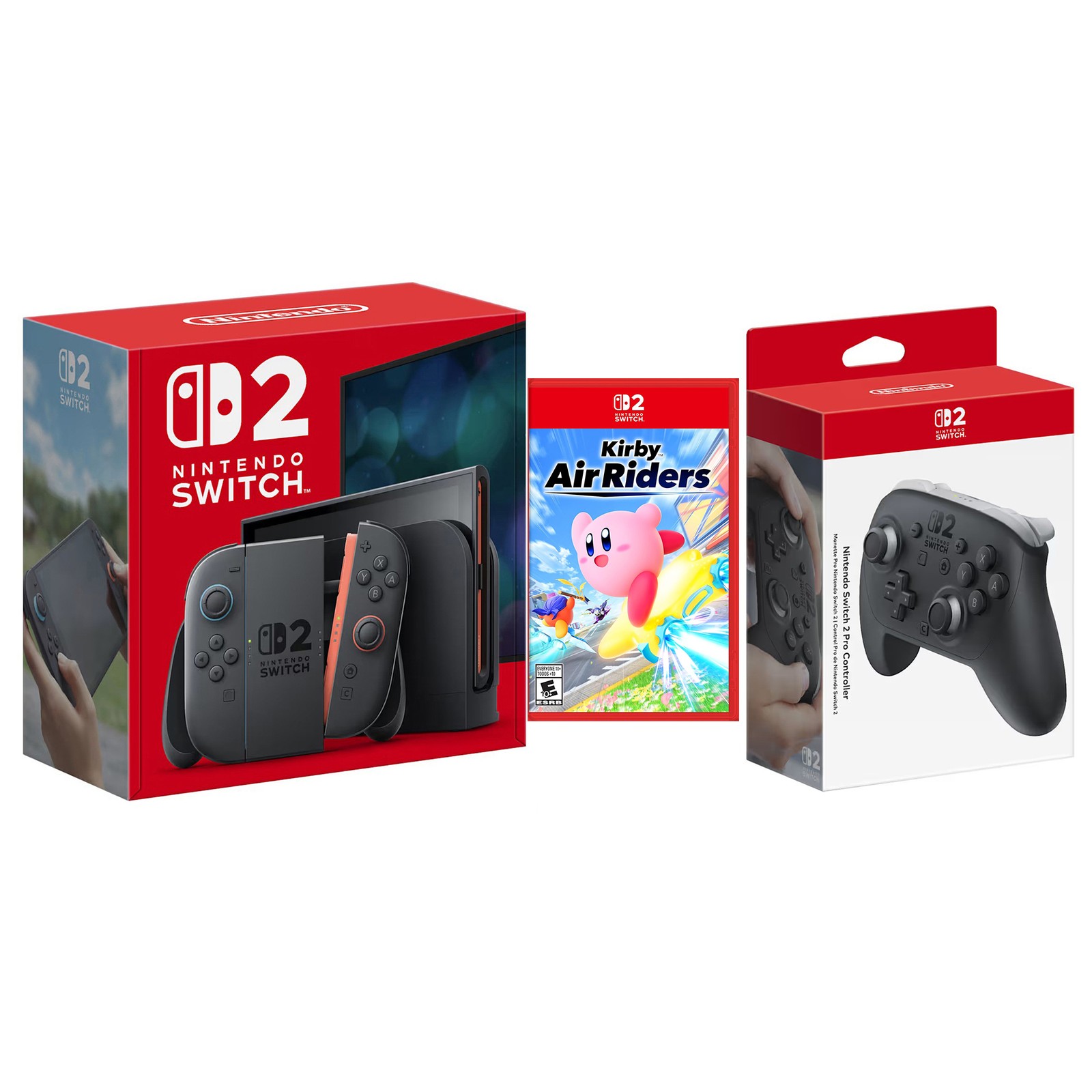 Nintendo Switch 2 Console with Kirby Air Riders and Pro Controller Bundle