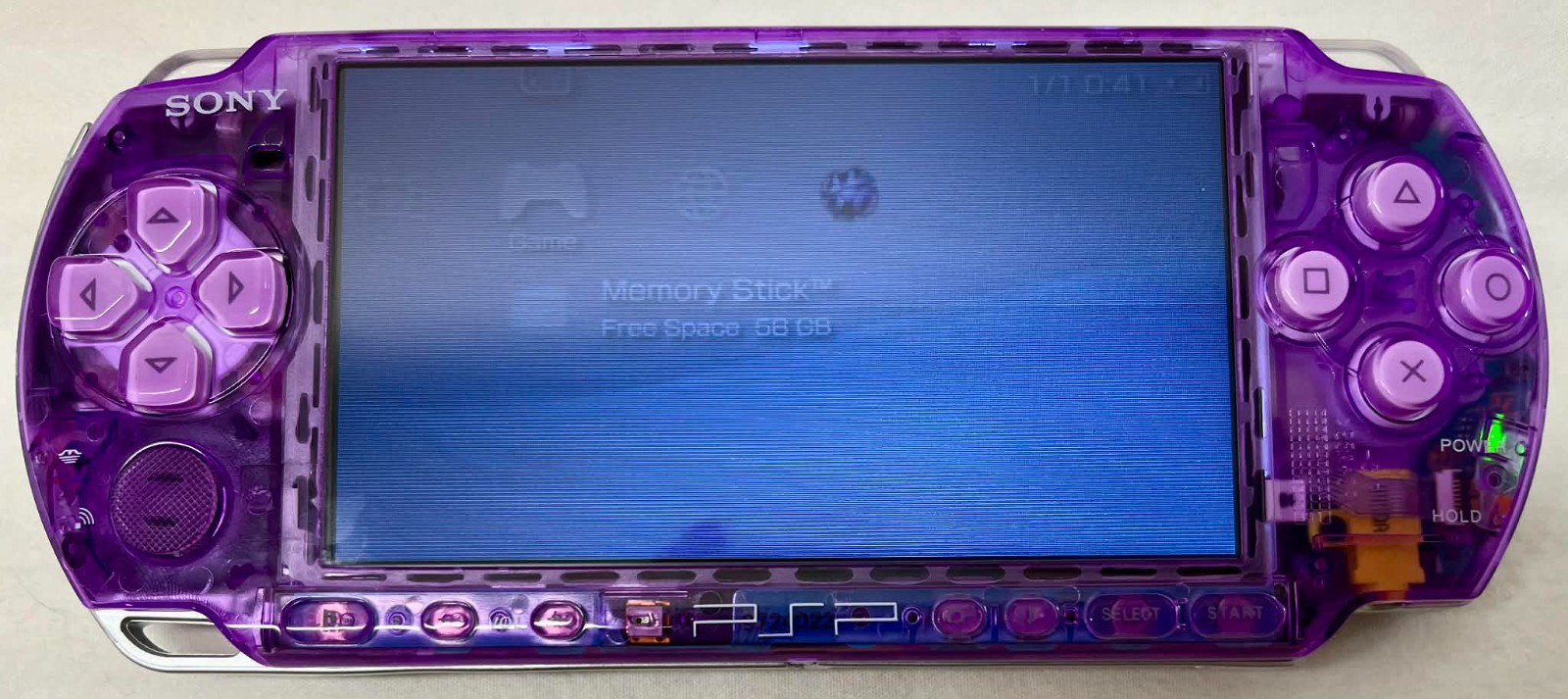 PSP3000 Clear Purple / IPS Screen / Battery / Sony Charger / Region Free / 32GB