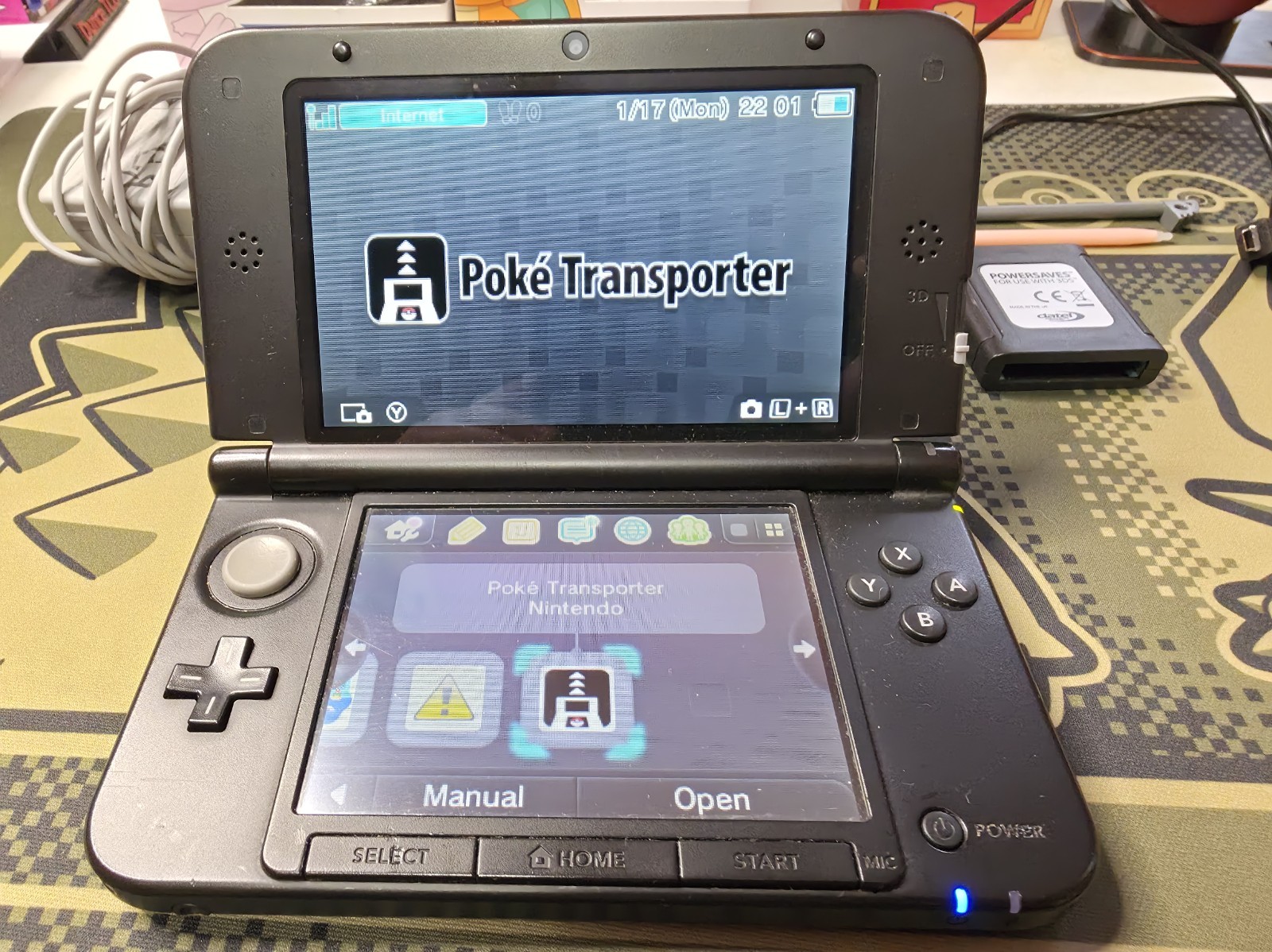 Nintendo 3DS XL Blue/Red With Multiple Pokemon Games.