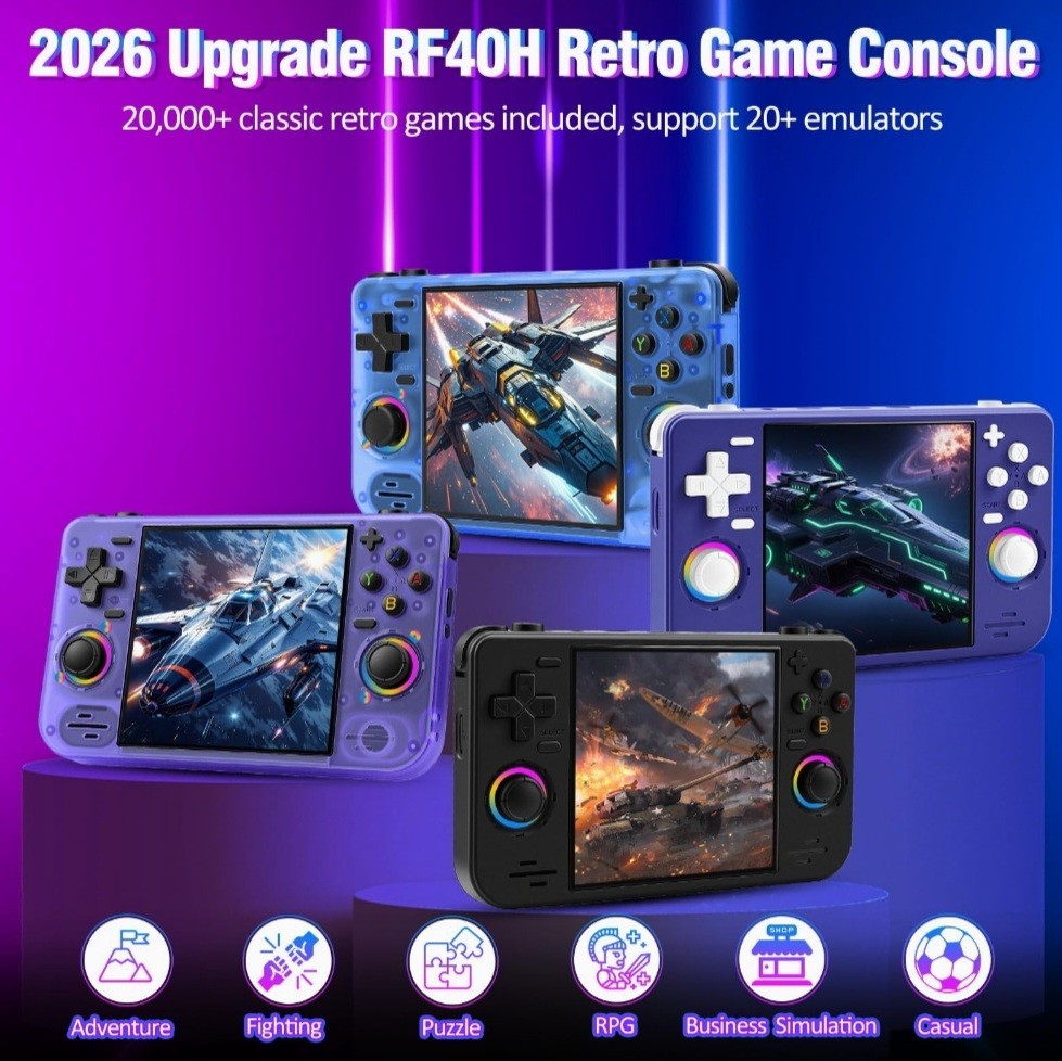 RF40H Handheld Game Console, 4.0″ Retro Gaming Console Preloaded 20,000+ Clas…