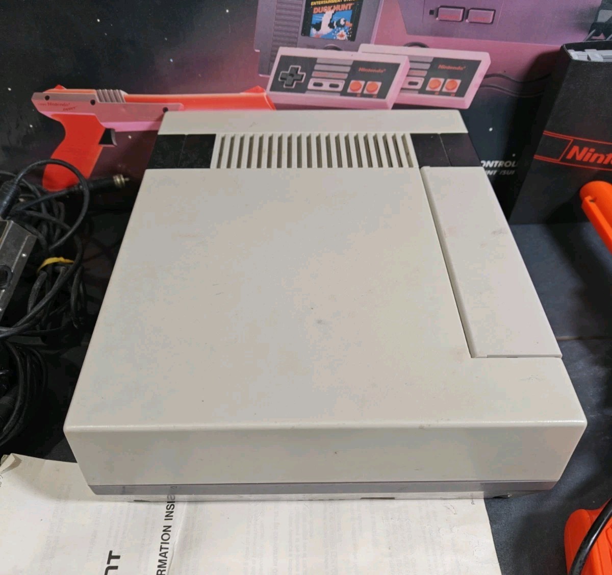 Nintendo NES Console with Original Box, Zapper, Controllers, Instructions, Cords