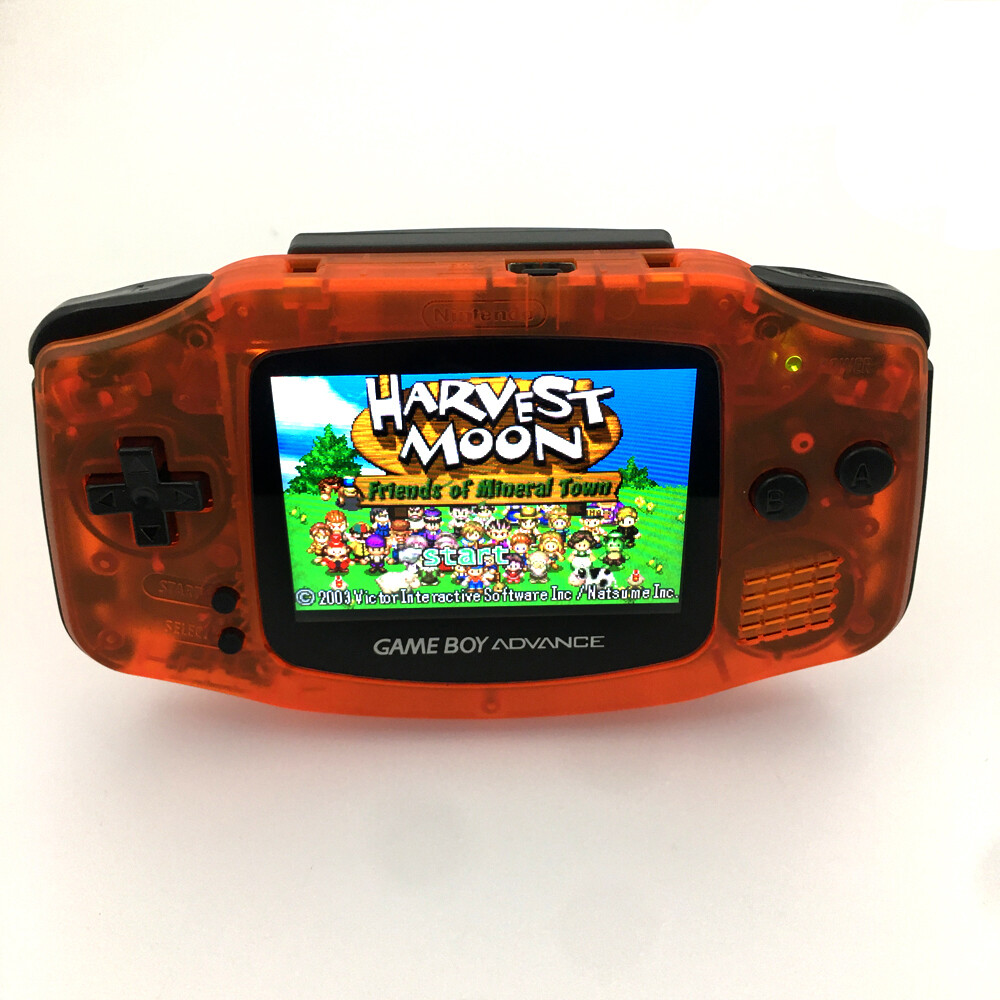 Clear Orange 10 Levels Brightness Backlit V2 iPS LCD GameBoy Advance GBA Console