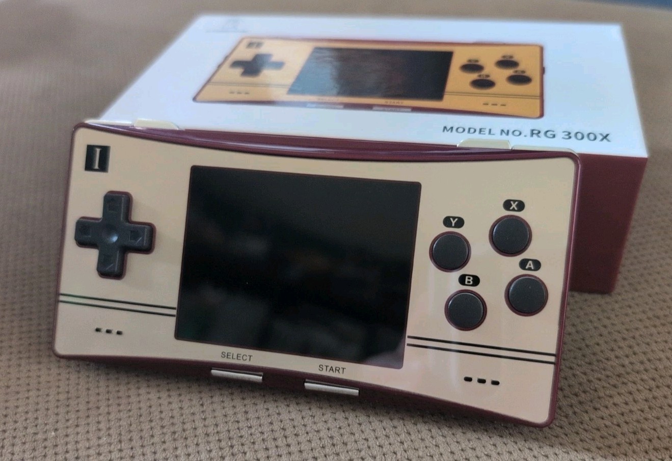 ANBERNIC RG300X Handheld Game Console Limited Edition Golden Red 16GB+64GB