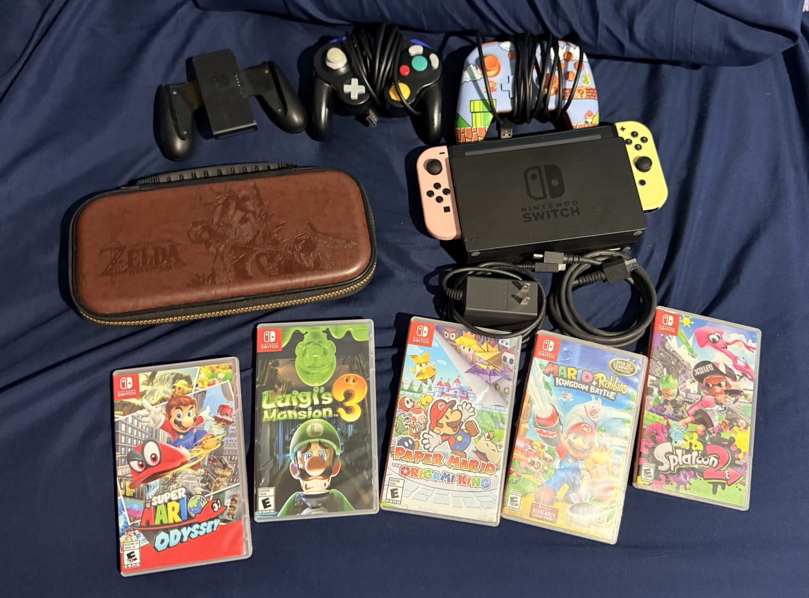 Nintendo Switch Console, TV Dock Station, Games, And Controllers