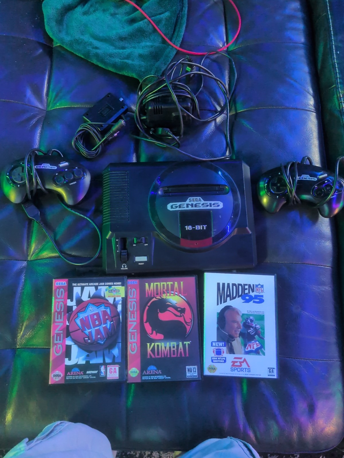 Sega Genesis Model 1 Console 16-Bit with 2 Controllers and Power Supply 3 games