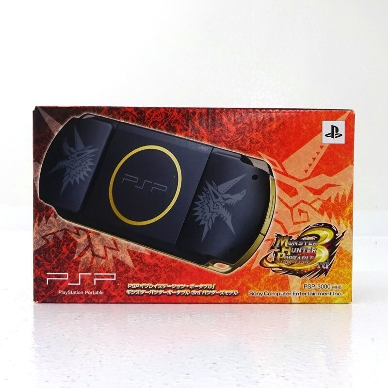 Sony PSP-3000 Monster Hunter Portable 3rd w/ Adapter Box Good HP