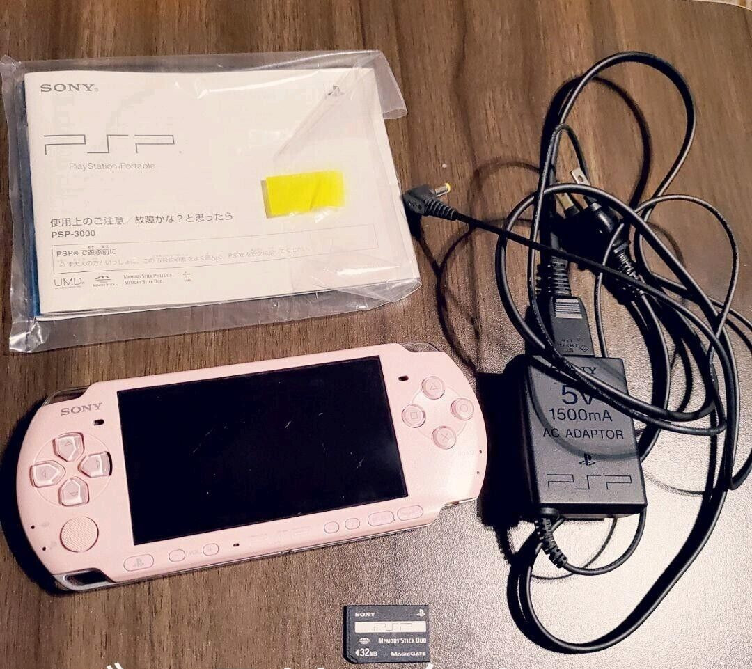 SONY PlayStation Portable PSP 3000 ZP Blossom Pink Console Charger Memory Stick