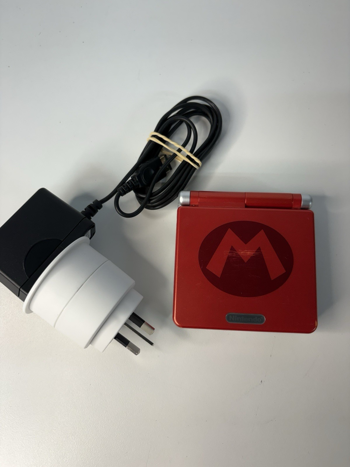 Nintendo Game Boy Advance GBA SP Mario Red Silver System AGS 001 With Charger