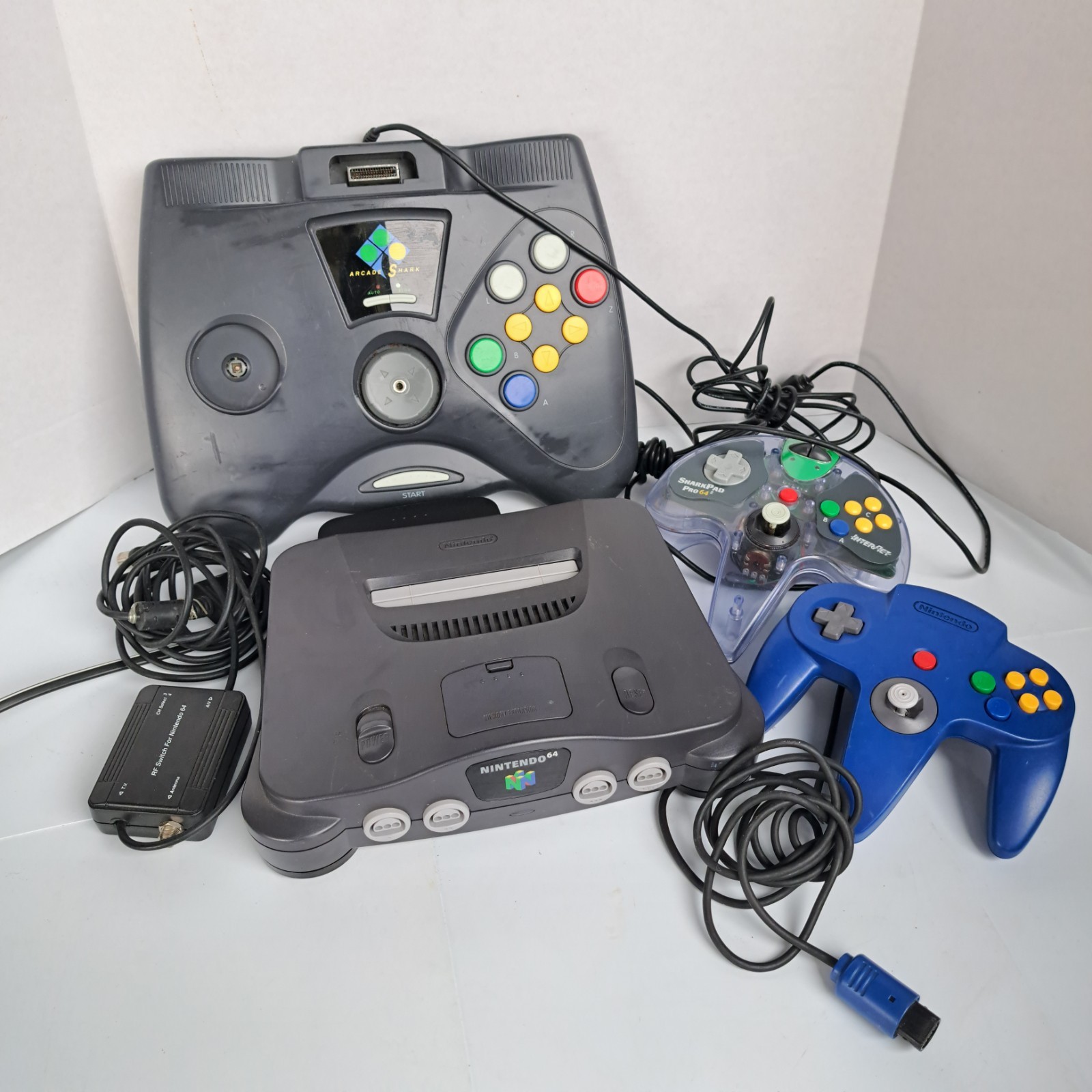 Nintendo 64 Console Arcade Shark Controllers Memory Expansion Pak RF Switch