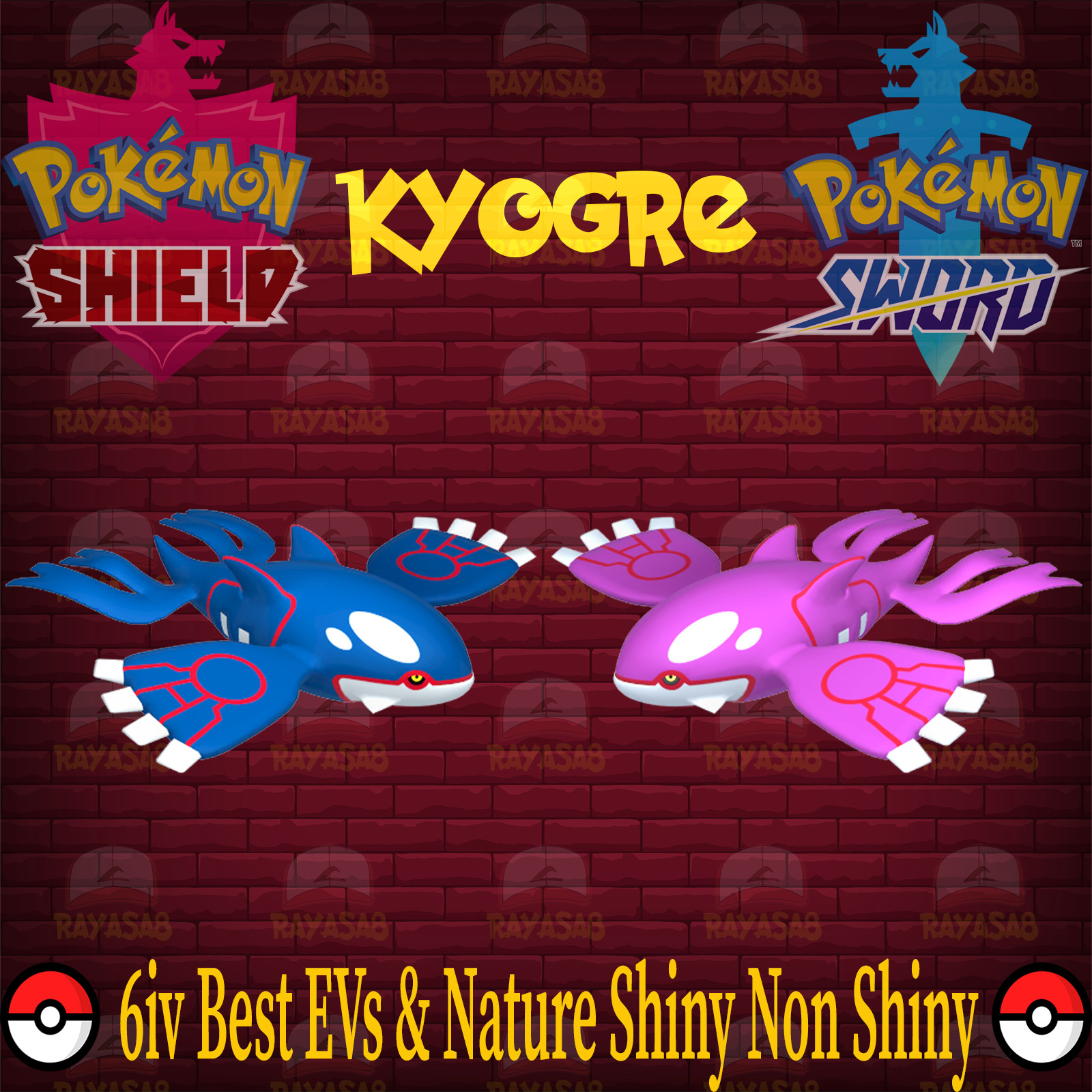 Pokemon Sword & Shield Kyogre Legend 6IV Best EVs & Nature 🌟Shiny🌟, Non Shiny
