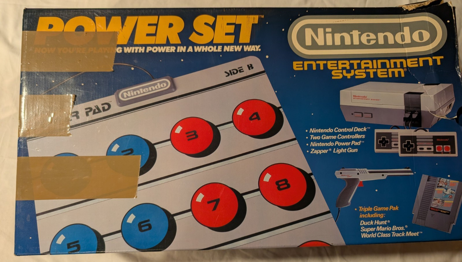 Nintendo NES-001 Power Set Pad Controllers Zapper Game in Box NO CONSOLE TESTED
