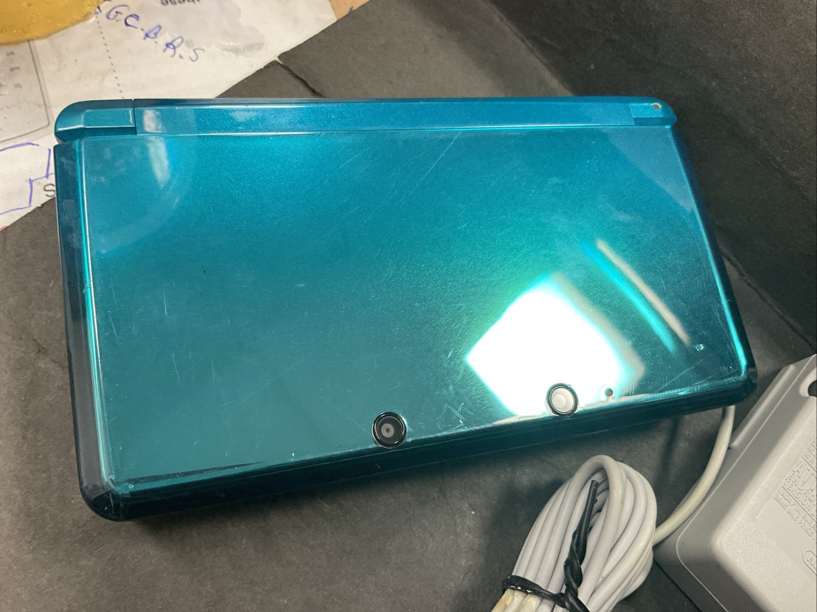 Nintendo 3DS Aqua Blue Handheld Console Fully Tested Teal Bundle W/ Game Used