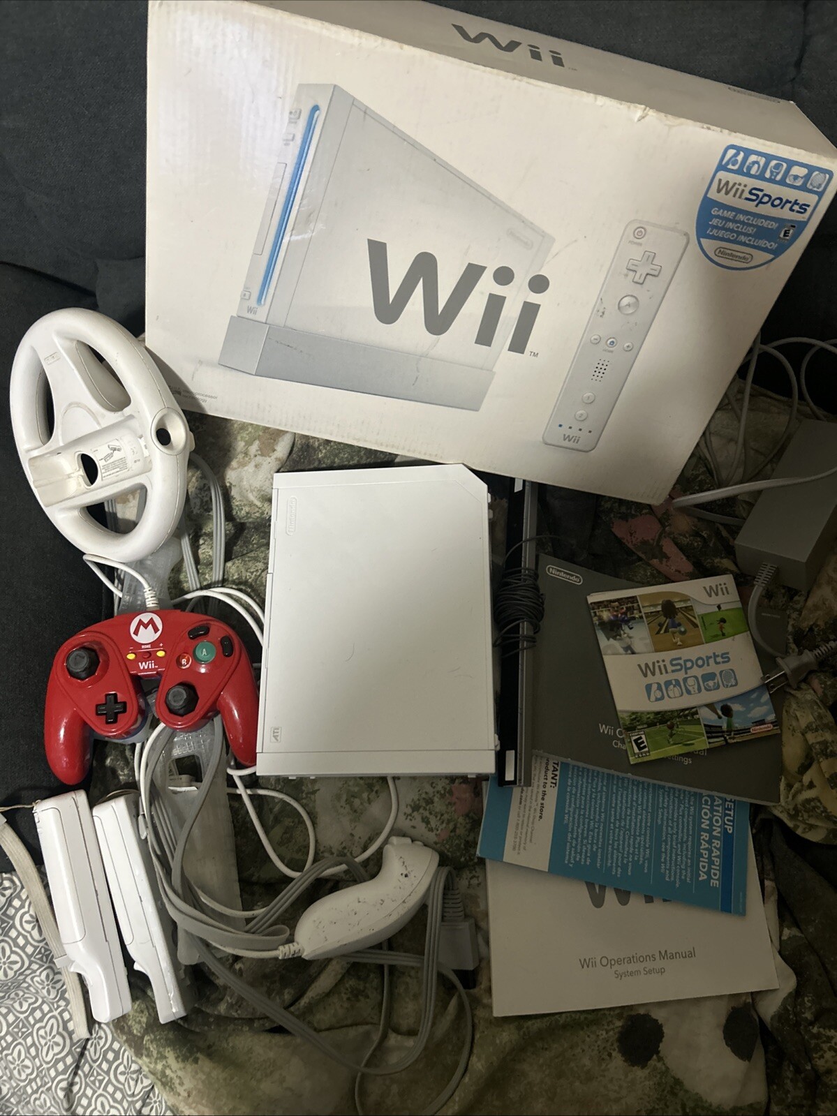 Nintendo Wii Console Wii Sports Lot System Controllers Accessories Cords In Box