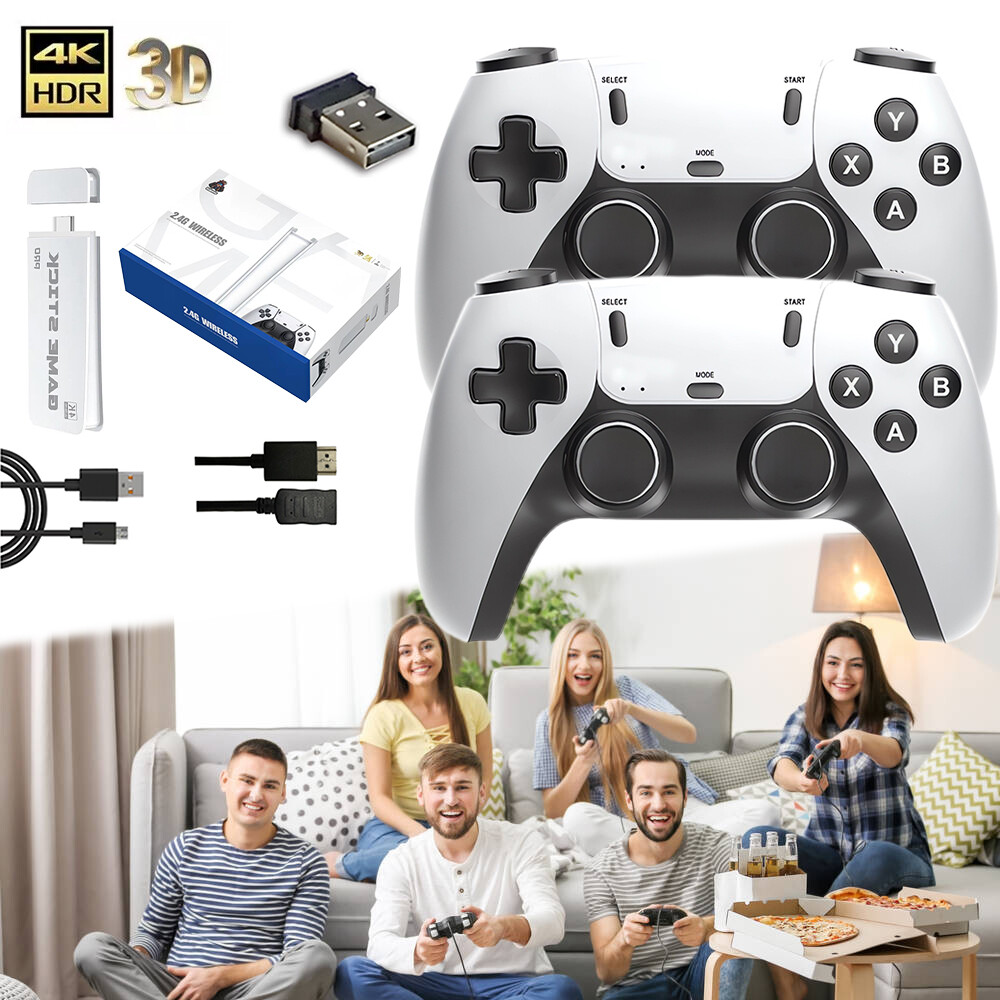 Consola de videojuegos retro Stick 4k HDMI 2 Controles 40000 Juegos Inalambrica-