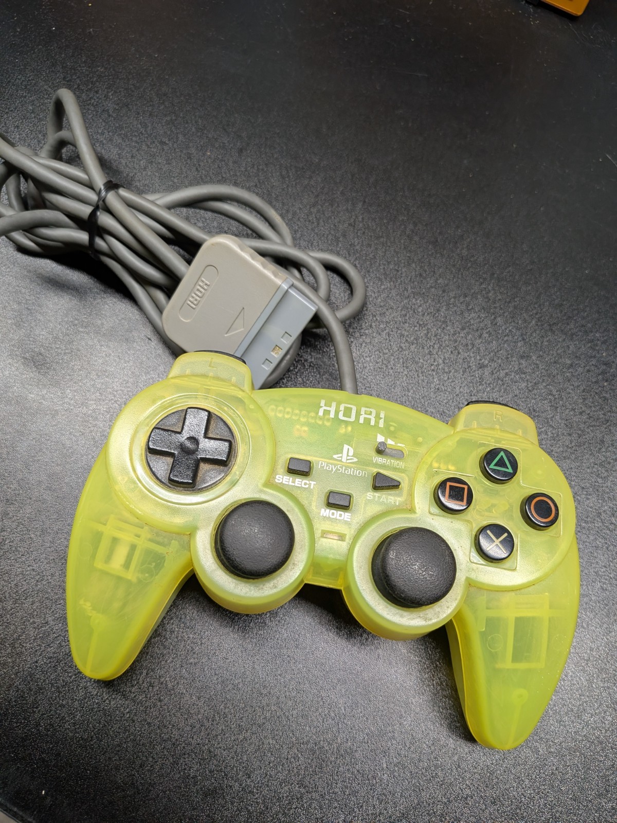 Hori Clear Yellow Analog Sindou Pad Controller WORKING Playstation 2 PS2 Tested