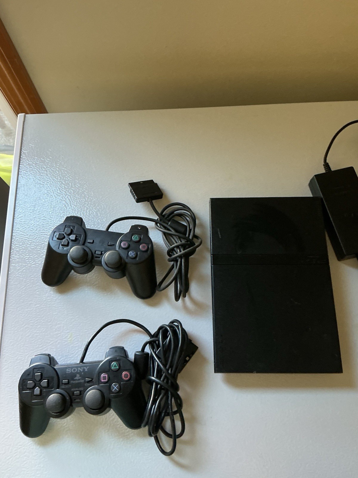 Sony PlayStation 2 Slim Charcoal Black Bundle ALL CORDS AND 2 Controllers