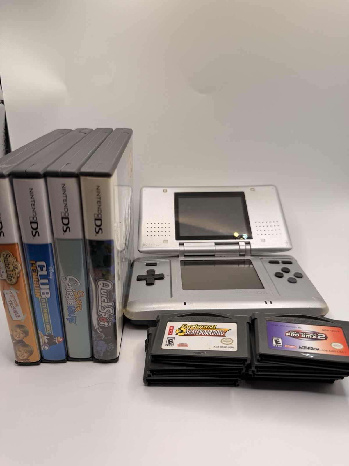 Nintendo DS Handheld System Silver Original, Tested, Working with 10 Games!