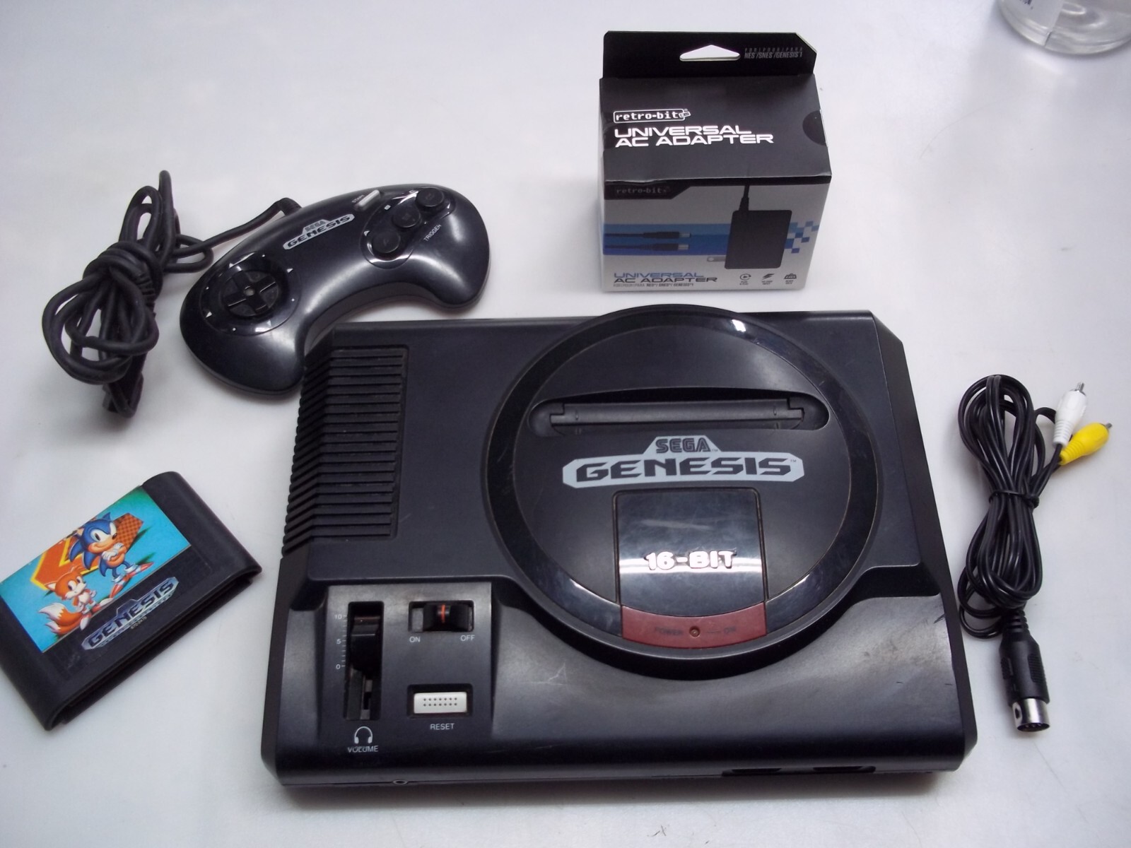 Original SEGA GENESIS Console MK-1601 System 1st Model Controller Cords &Sonic 2