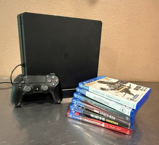 PS4 Slim 1 TB with Controller, cooling/charging stand & 6 Games TESTED