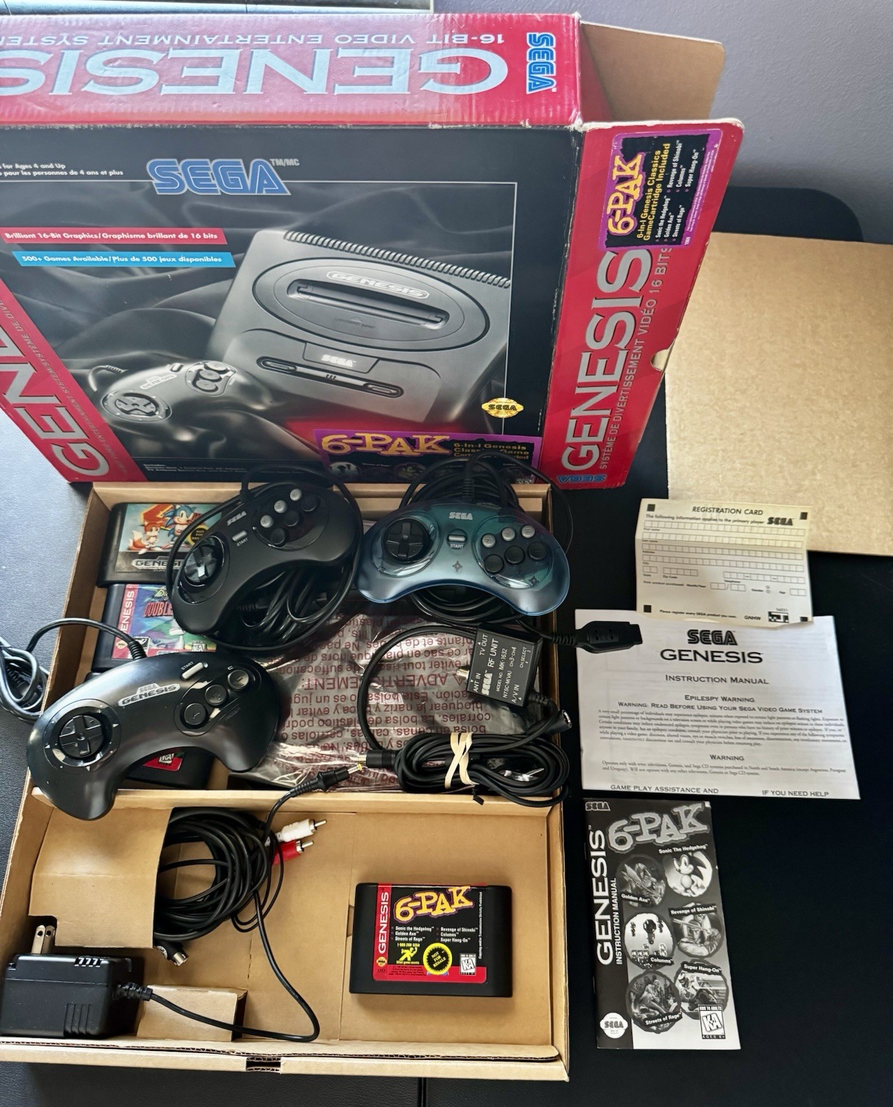 Sega Genesis 2 MK-1631 Console Complete Box CIB 5 Games 3 Controllers Authentic