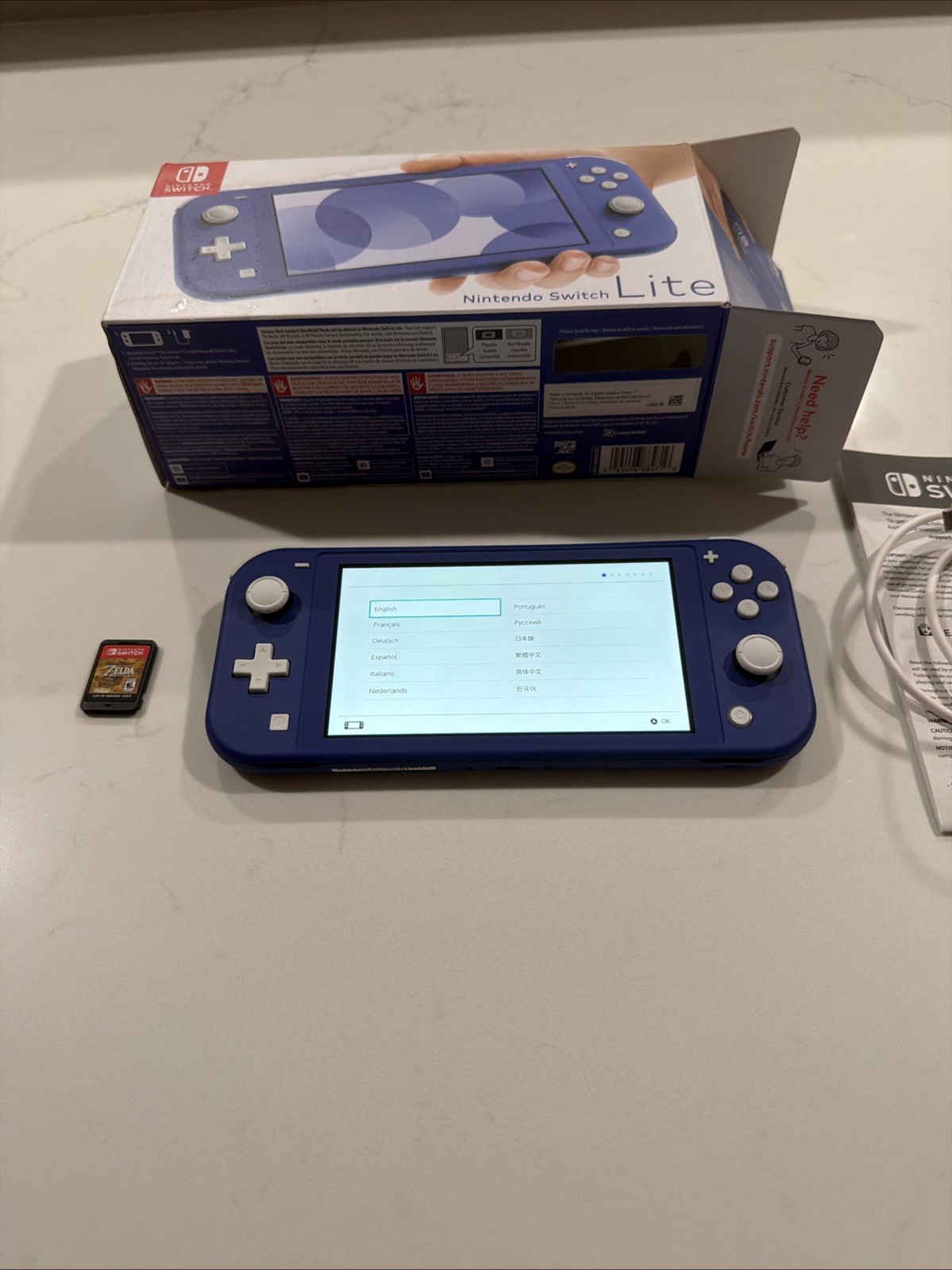 Nintendo Switch Lite HDH-001 Console – Blue – Complete w/ Box, Charger, & Zelda