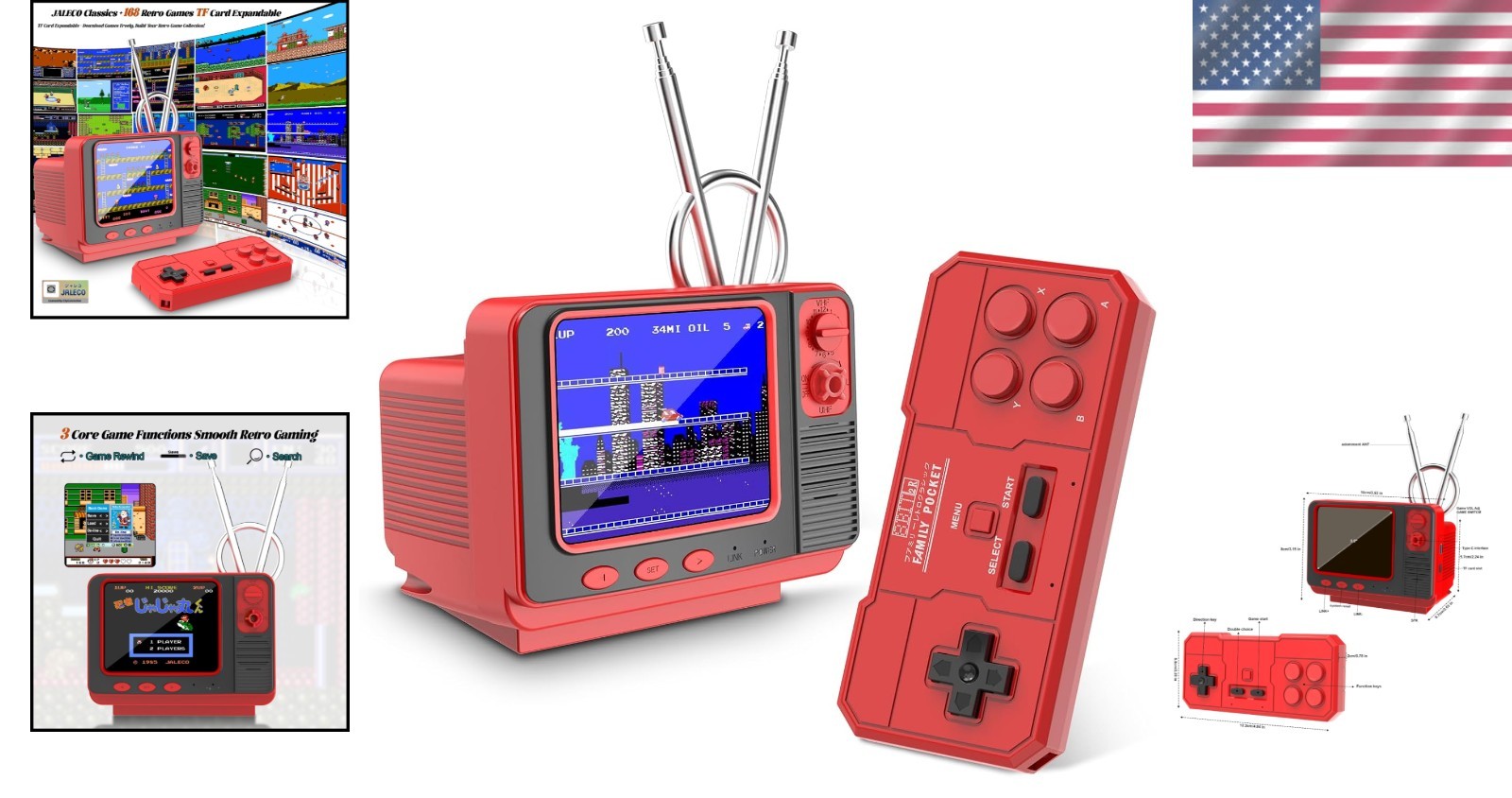 Classic 168 Game Handheld Console – Retro Style, 2 Players, Easy Setup